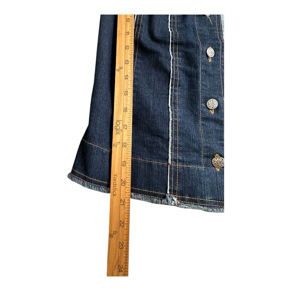 Vintage LA Blend Denim Spandex Short Vest Womens Small Bohemian Blue Button - Picture 8 of 12